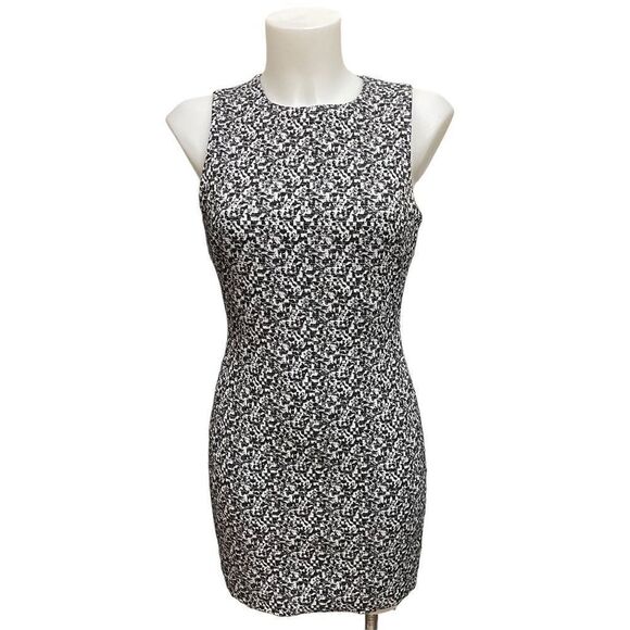 ELIZABETH & JAMES Black White Geometric Print‎ Sheath Pencil Dress size 2 - Picture 1 of 8